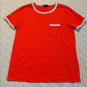J. Crew Orange Contrast Slub Cotton Ringer Pocket SZ S